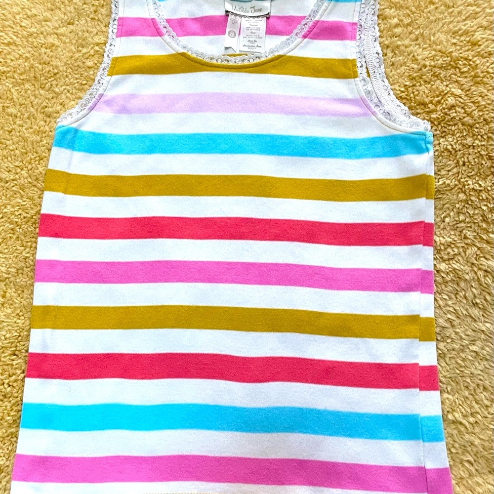 Matilda Jane Multicolor Striped Kids Tank Top, Size 8, pre-owned